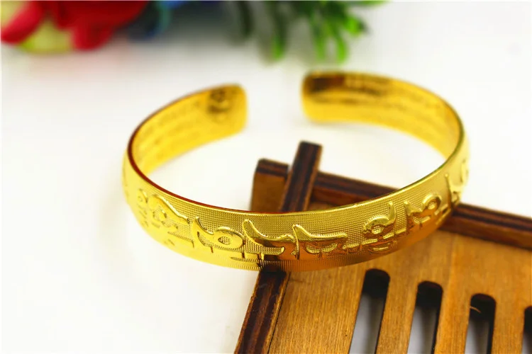 Fashion for long time does not fade side words true words heart sutra opening bracelet improvement gold bracelet wedding Jewelry