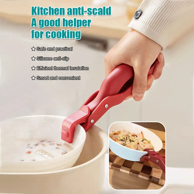 Multi-Purpose Silicone tongs Anti-Scald Bowl Holder Clip For Kitchen Hot Meal Bowls Tongs Gripper Silicone Anti-Scalding Cooking