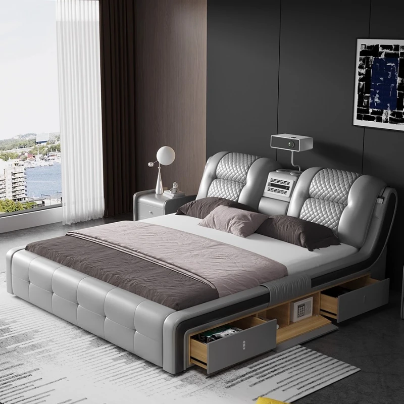 

Double Storage Beds Upholstered Electric French Bedroom Beds Smart Queen Massage Muebles Para El Hogar House Accessories
