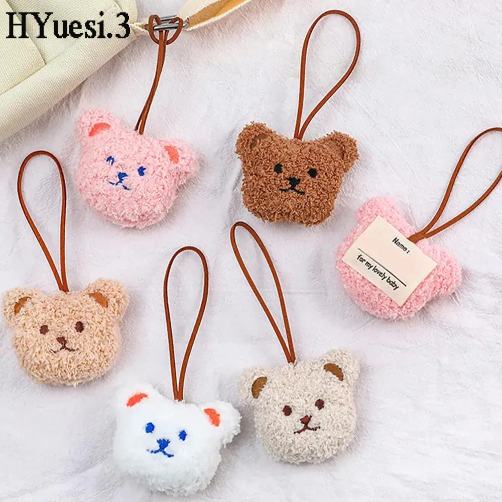 Cute Plush Bear Keychain Cartoon Animal Shaped Kindergarten Name Tag With Key Rings For Women Girl Kid Wallet Schoolbag Ornament