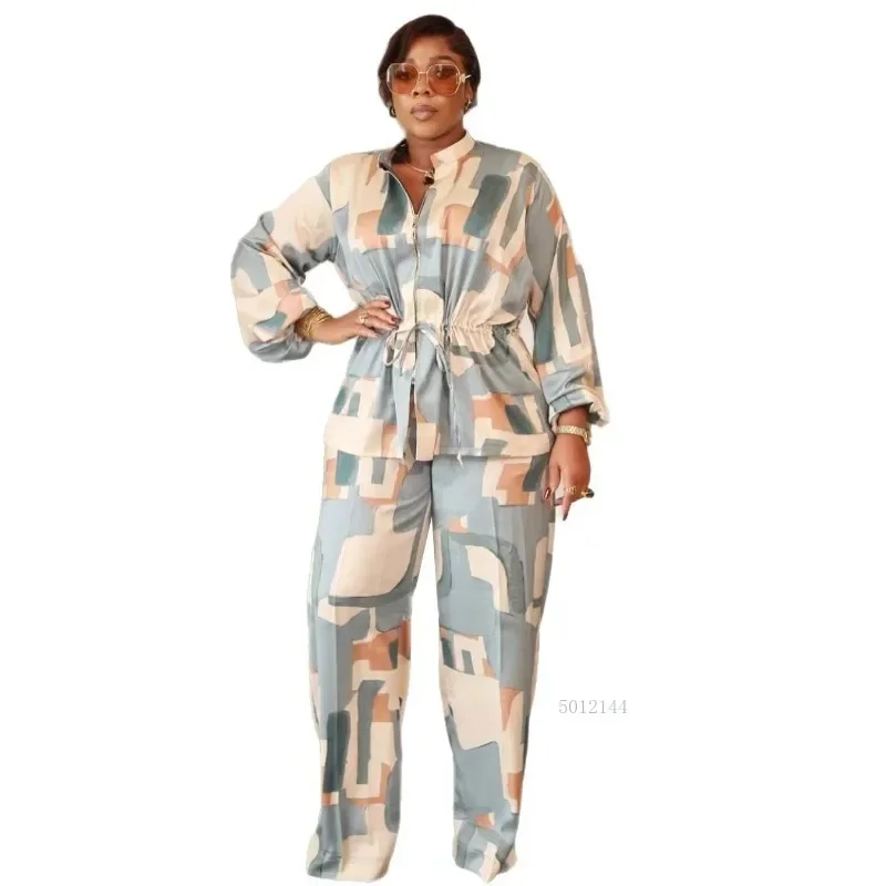 

Женский комплект из двух предметов Дашики с африканским принтом, топ и брюки, костюмы для повседневной одежды, одинаковые комплекты на осень и зиму