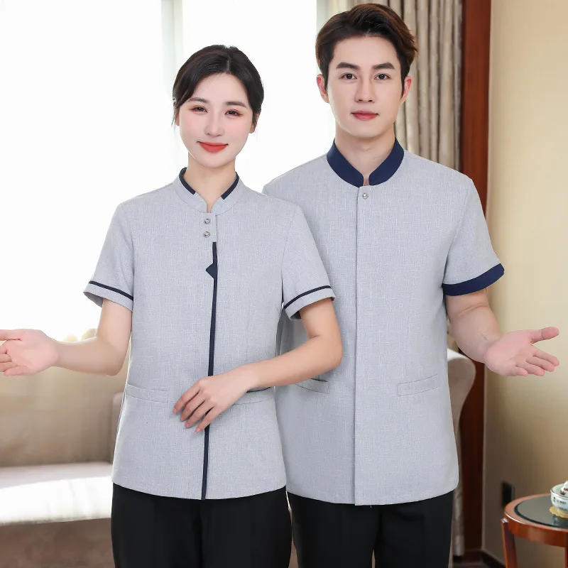 Style Cleaning Service Uniform Short Sleeve Property Hotel Guest Room Traditional Chinese Medicine Health Care Ped