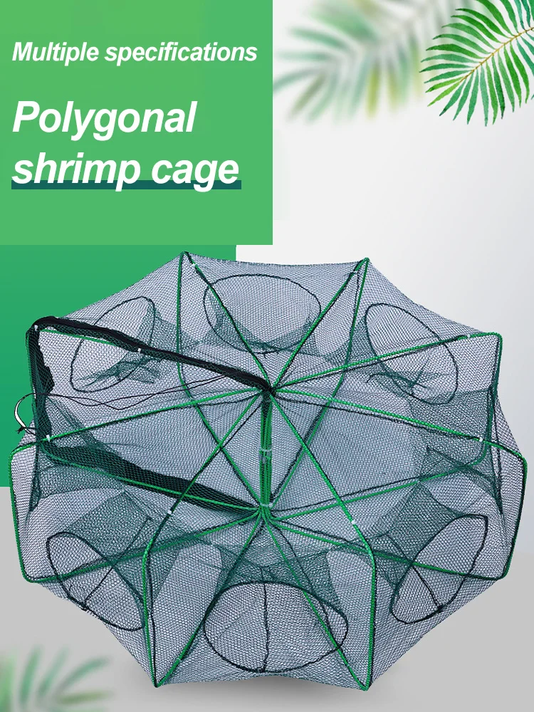 Strengthened 6-20 Holes Automatic Fishing Net Shrimp Cage Nylon Foldable Crab Fish Trap Cast Nets Cast Folding Fishing Network