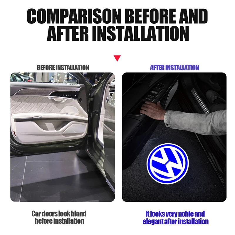 Led Car Door Logo Welcome Light Projector Lamps Accessories For VW GTI Scirocco Polo Golf Passat Tiguan Arteon Touran EOS CC view 3