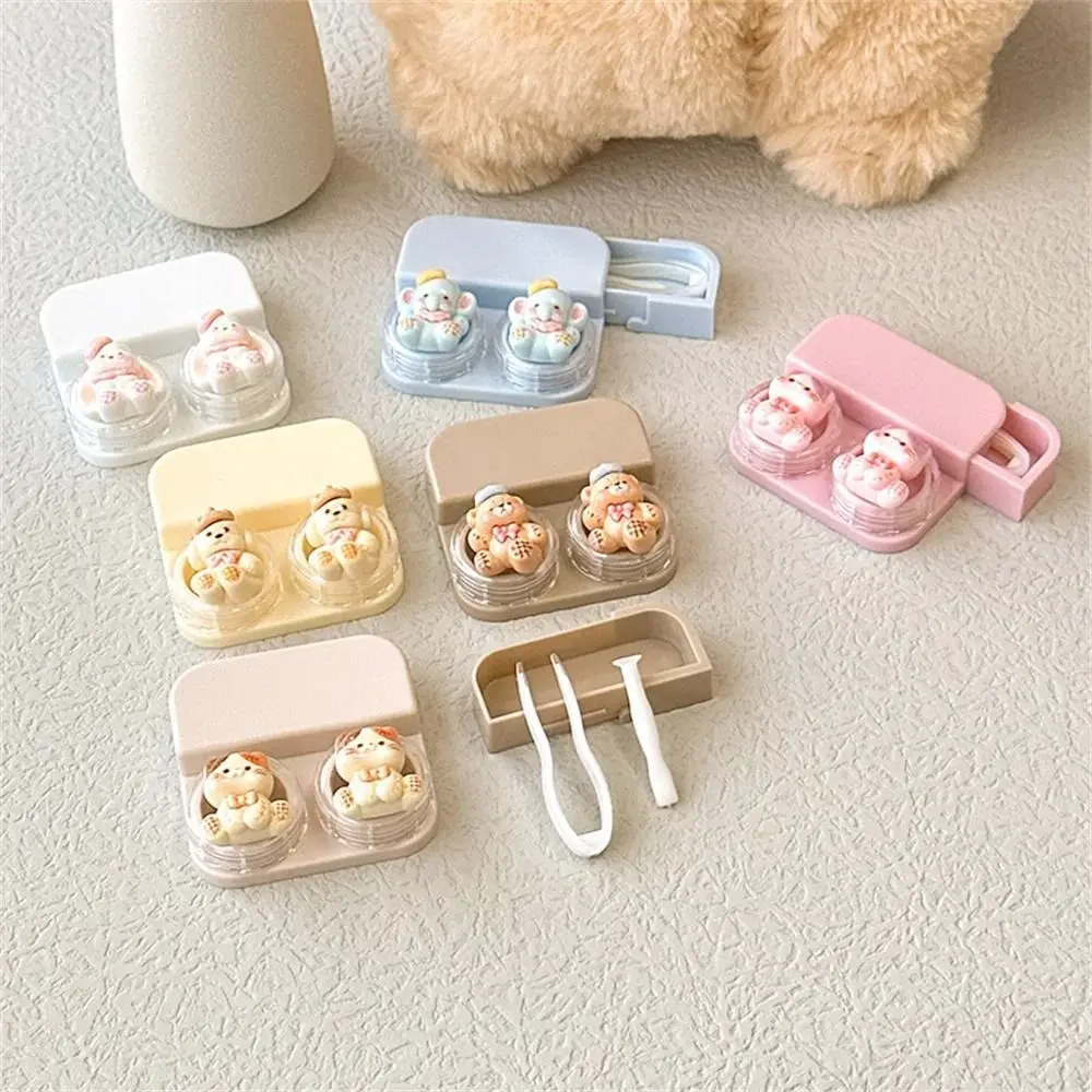 Portable ABS Contact Lens Case With Tweezers With Suction Wand Lens Box Cartoon Drawer-Style Lens Case Daily