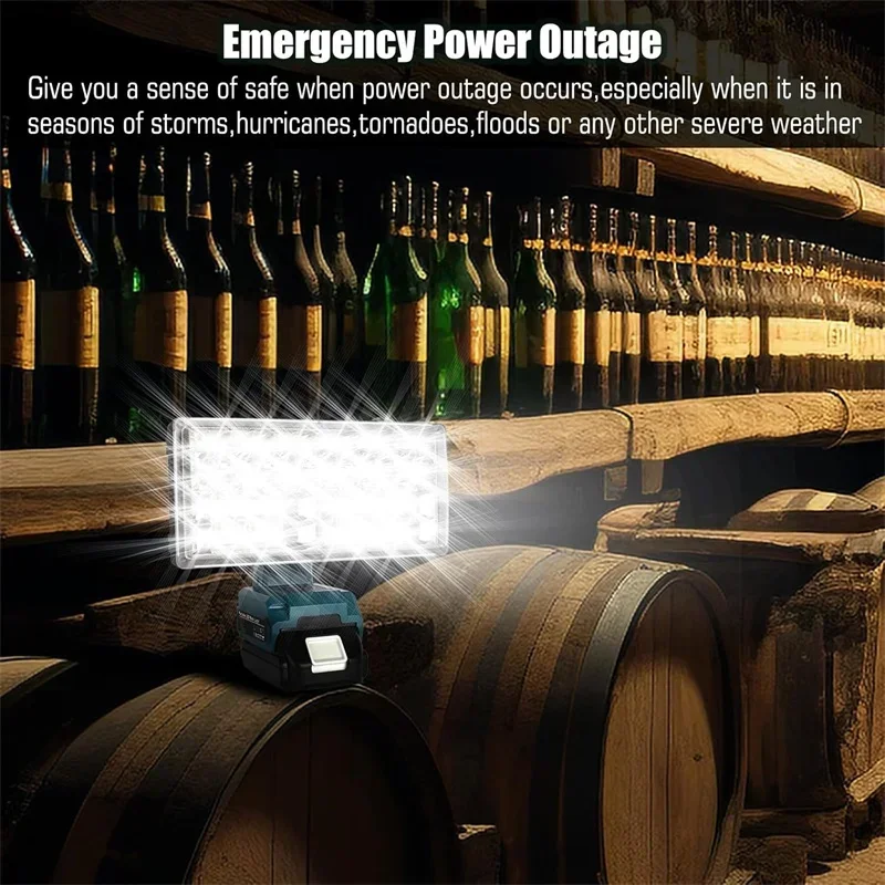 

LED Flashlight Cordless Work Light For Makita/Dewalt/Milwaukee/Bosch/Black&Decker 18V Battery 30W Power Bank Spotlight with USB