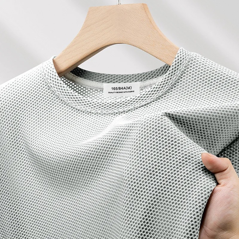 GELITAYIN Breathable Mesh Short Sleeve Men Quick Drying Jogging T Shirts Running Sports Fitness Shirt Solid Cool Thin Comfortabl