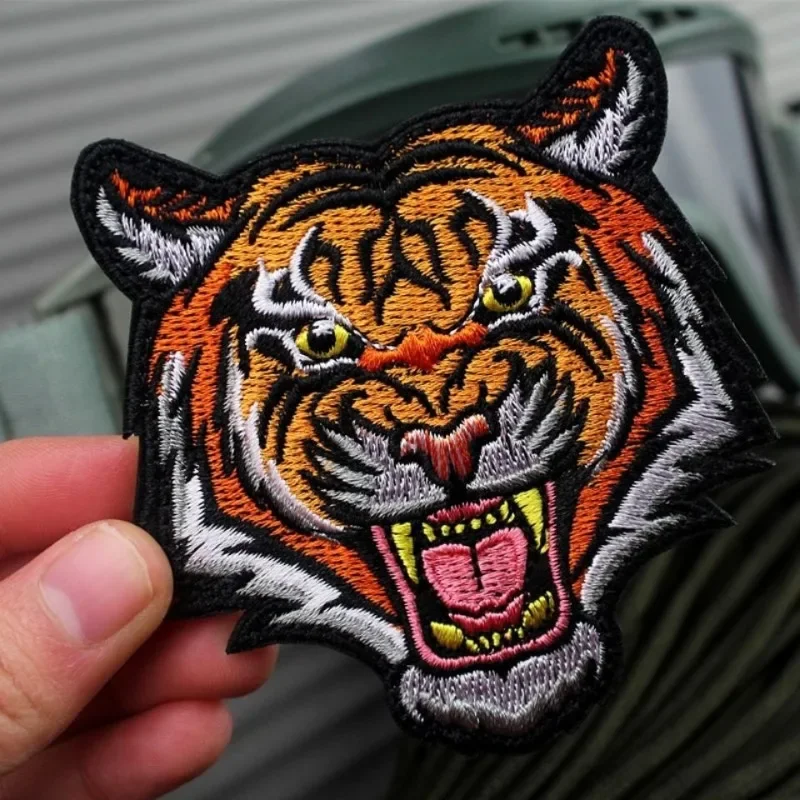 Wolf tiger bear Embroidery Cloth Hook Loop Patch Backpack Tactical Morale Badge Applique For Jacket Jeans bag Hat