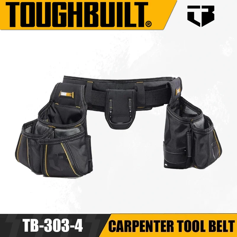 TOUGHBUILT TB-303-4 Carpenter Tool Belt 4-in-1 Woodworking Tool Kit Set Thickened Wear-resistant Storage Bag Tool Accessories