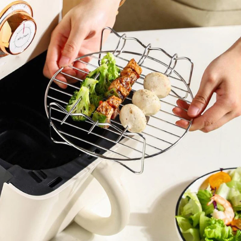 Air Electric Fryer Accessories Stainless Steel Double Layer Grill Rack Steam Rack Air Fryer Rack view 4