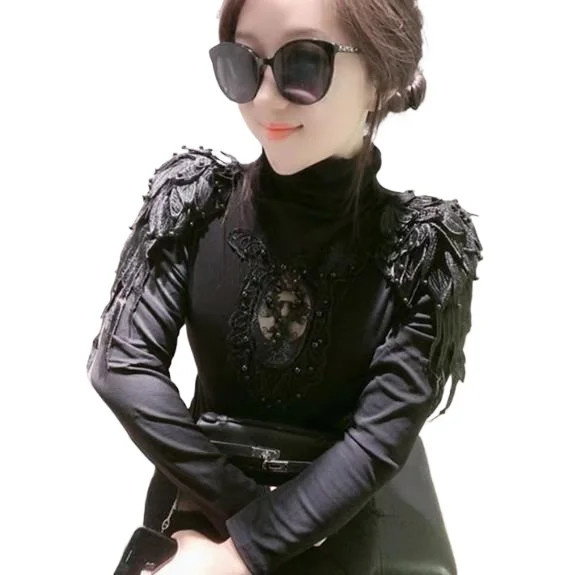 

Embroidery Lace Deco T Shirts Women Bling Bling Gemstones T Shirts Woman Stretchy Rhinestones Tops