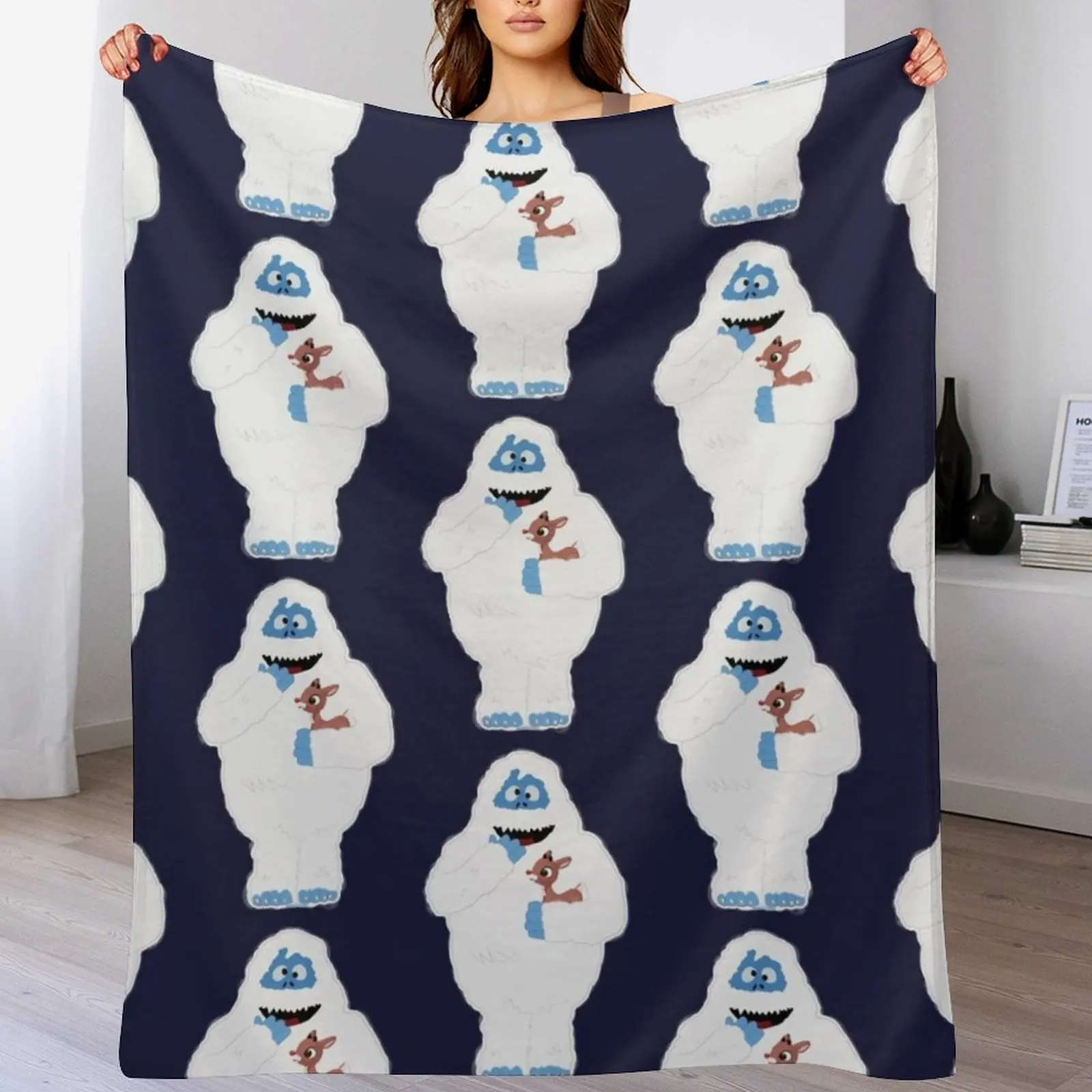 Classic Christmas Abominable Snowman with Rudolph ? GraphicLoveShop Throw Blanket Hairys warm for winter Blankets