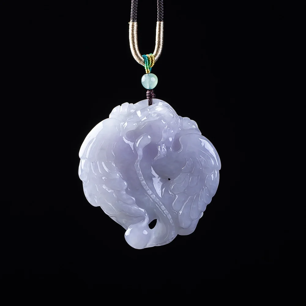 

Кулон-ожерелье из изумрудно-фиолетового нефрита «Руи-Пиксиу», ручная резьба, ювелирное изделие из жадеита, модный талисман удачи, подарки для мужчин и женщин