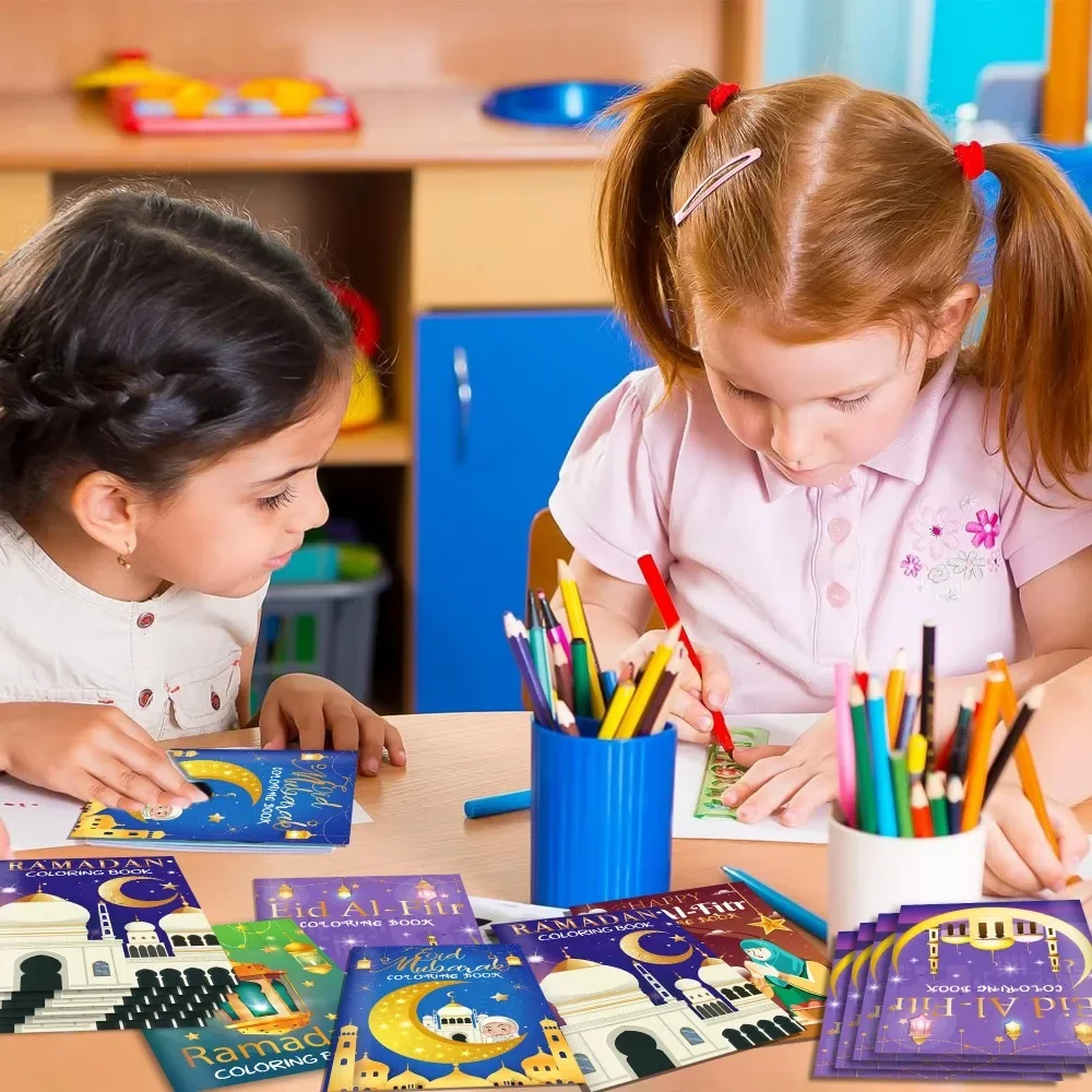 ชุดหนังสือระบายสี DIY รอมฎอน พร้อมปราสาทสีทอง อีดมูบารัค ศิลปะวาดเส้นแบบอิสลาม สมุดระบายสีสำหรับเด็ก ของขวัญงานเลี้ยงมุสลิม