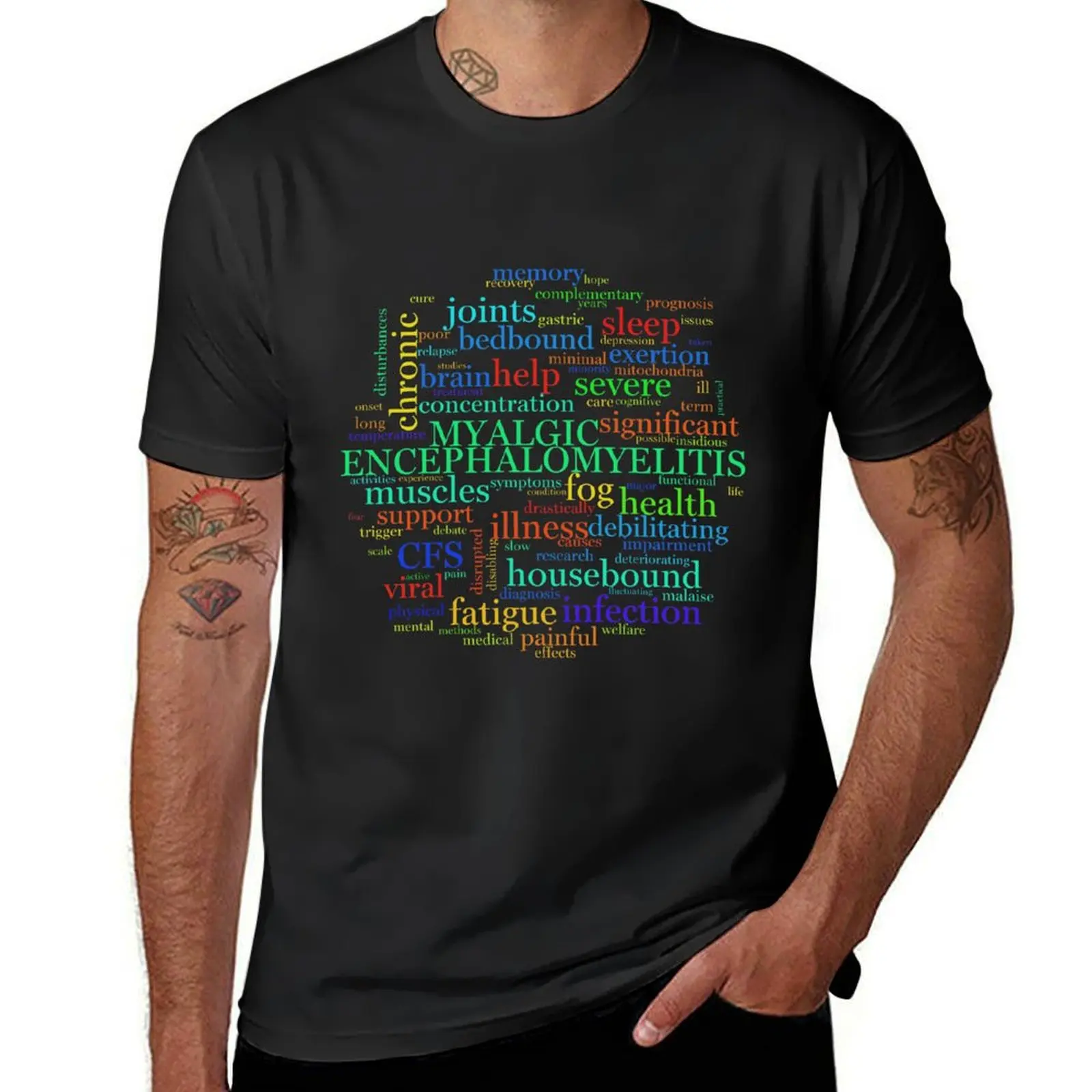 ME/CFS Wordcloud (Colour1) T-Shirt customizeds Short sleeve tee boys animal print sweat mens white t shirts