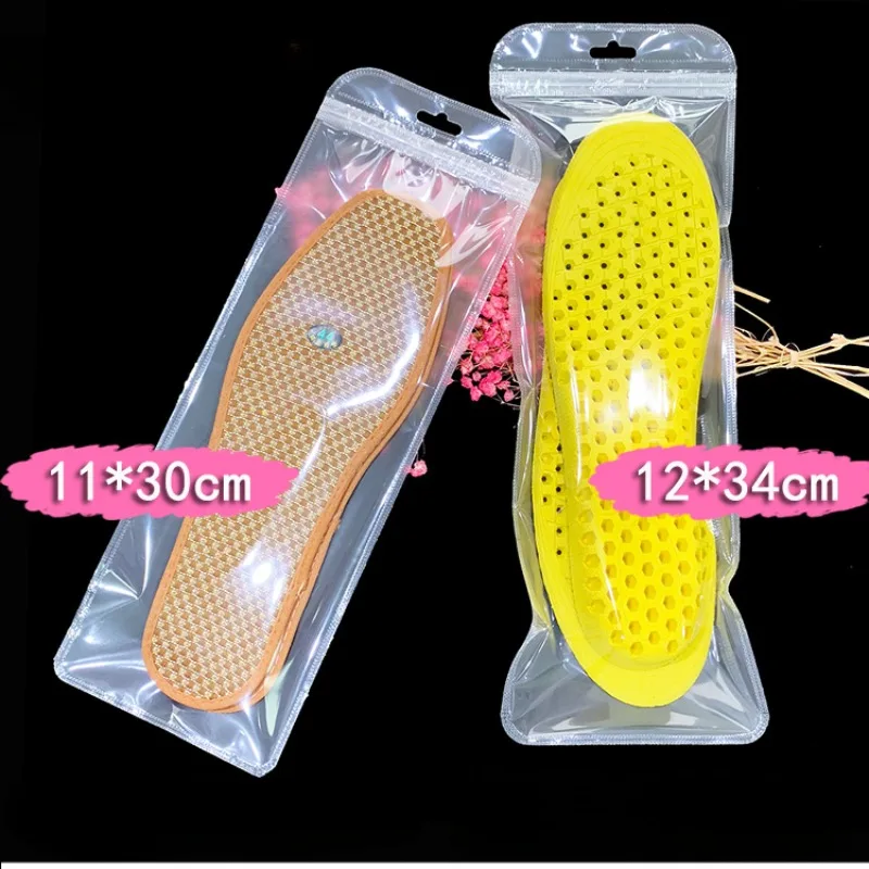 100pcs Transparent Packaging Bags, Self-sealing Bags for Insoles, Raised Insoles with Colored Plastic Bags