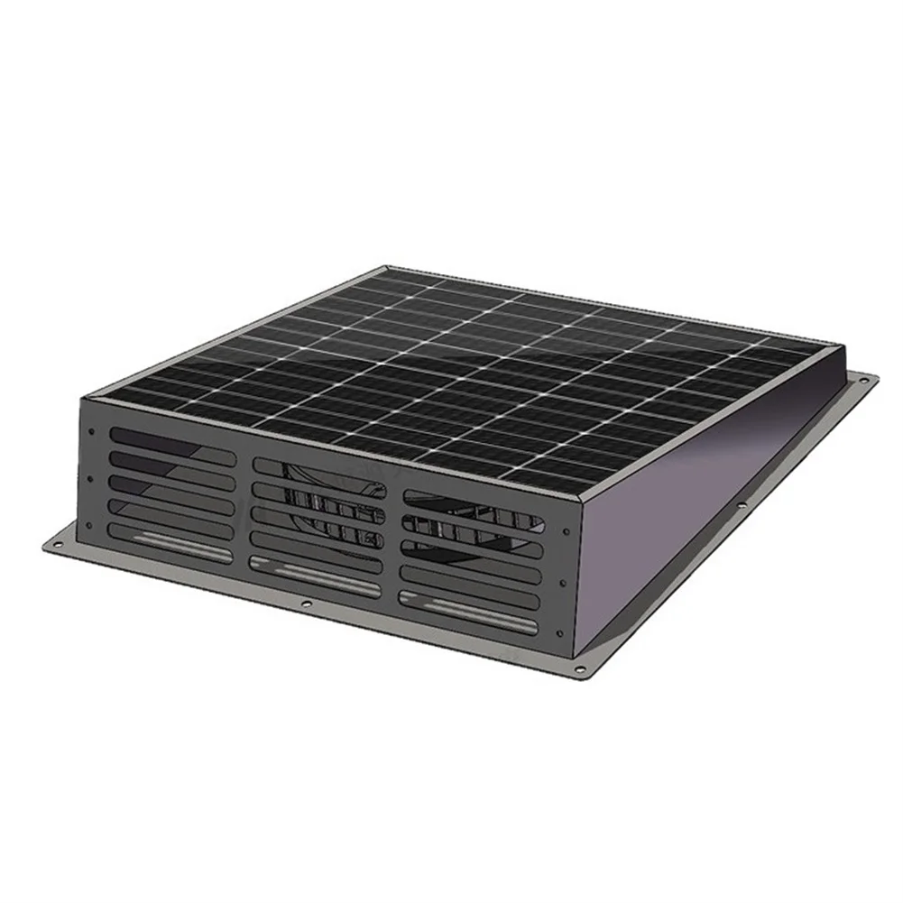 25W Solar Exhaust= Fan Waterproof Wall Mount Roof Ventilation For Greenhouse Poultry Pet House Cooling High Airflow 430CFM