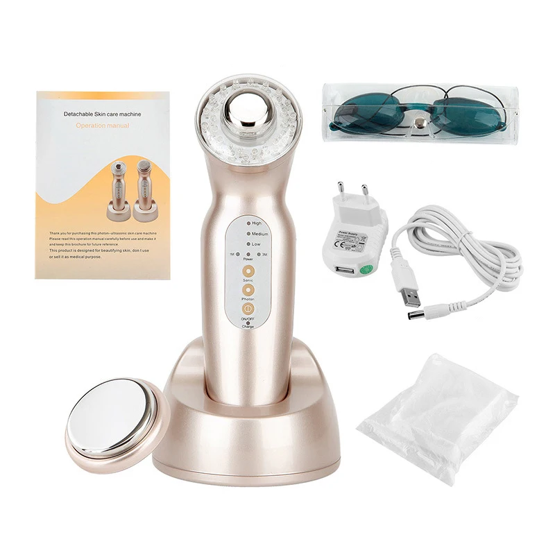 1Mhz 3Mhz Ultrasonic Facial Massager Skin Care 3 Colors LED Light Photon Therapy Ultrasound Body Face Slim Beauty Anti Cellulite