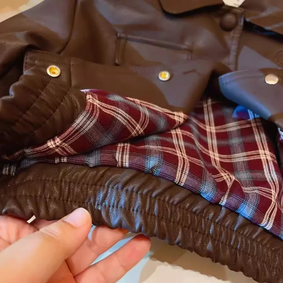 العصرية الفتيات ميلارد سترة جلدية الخريف الشتاء فو دراجة نارية السائق دعوى معطف أنيق الوقوف طوق سترة أعلى #4