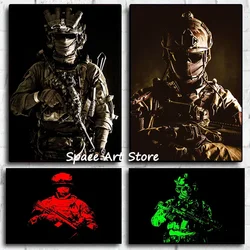 Modern Cool Wall Art Military Special Forces HD Canvas Poster Print Soldiers Guns Home Bedroom Living Room Decoration