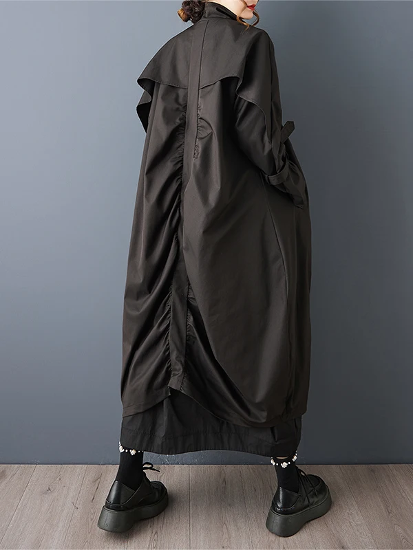 Autentyczny Artystyczny Casualowy Długi Płaszcz Jesienno-Zimowy Koreański Luźny Płaszcz Wierzchni Średniej Długości Wiatrówka Damska Faion