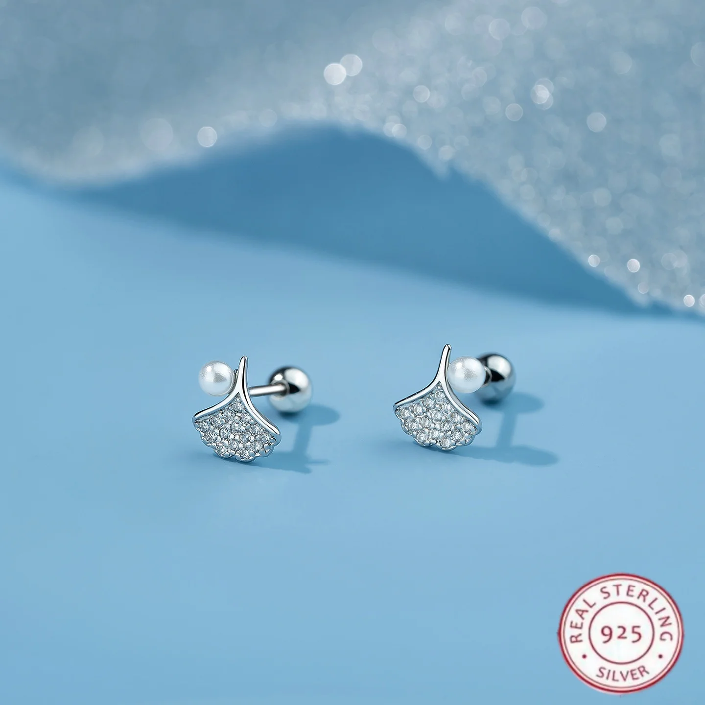 

Новые серьги-гвоздики из стерлингового серебра 925 пробы с жемчугом и цирконами в форме листьев гинкго для женщин, изысканные ювелирные изделия, аксессуары, подарки