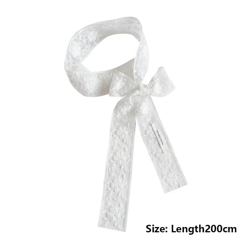 NEW Polyester Flower Lace Neck Strap Multi-function White Silk Scarf Black Long Ribbon Dressing Decoration