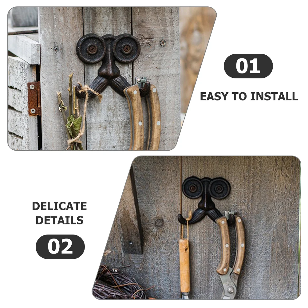 Retro Cast Iron Craft Wall Hook Beard Shaped Coat Hook Wall Hanger Farmhouse Wall Hook