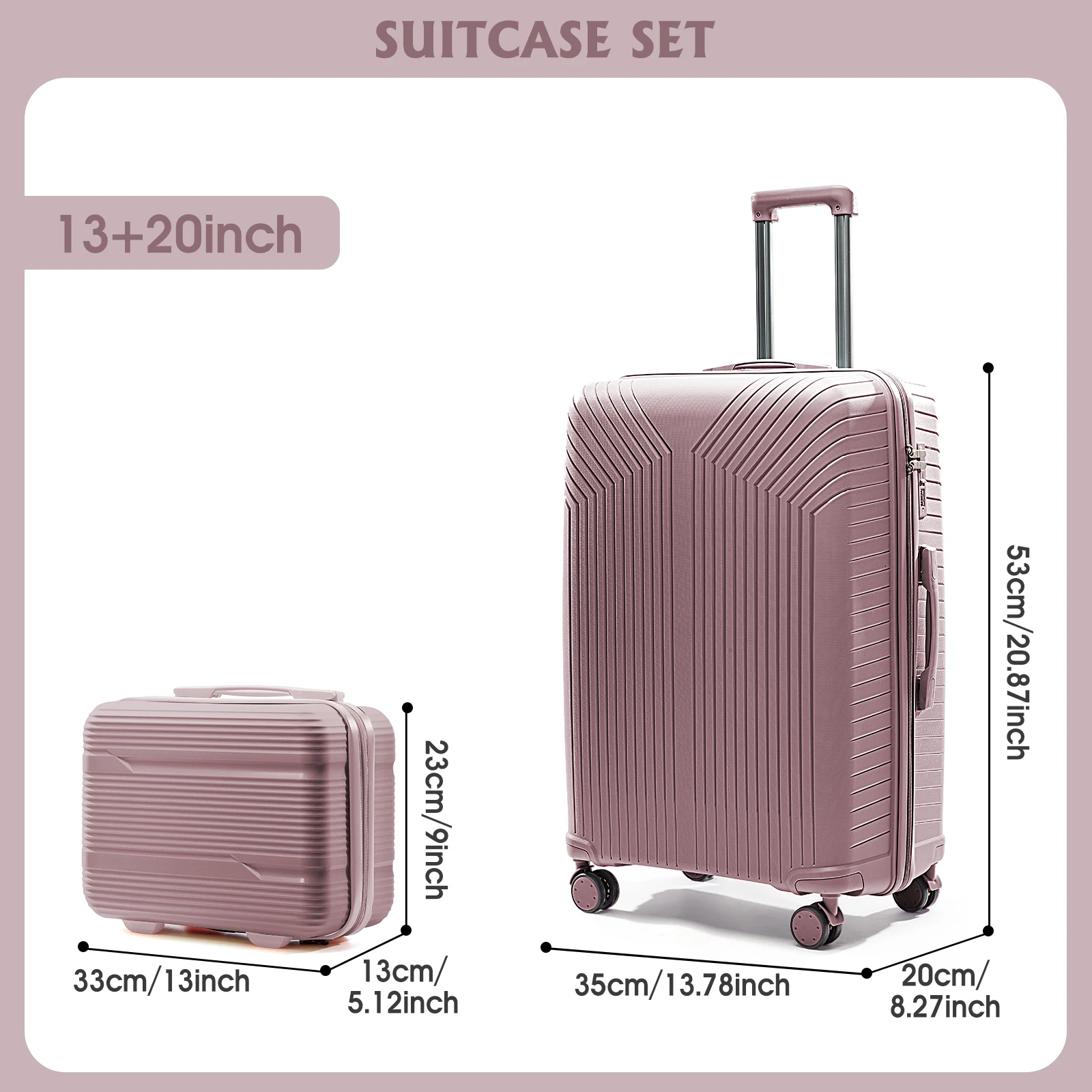 2024 New Durable13/20/28 Carry-On Suitcase - PP Material, Zippered & Password Lock, for Travel,Business Trip Cabin Luggege Trunk