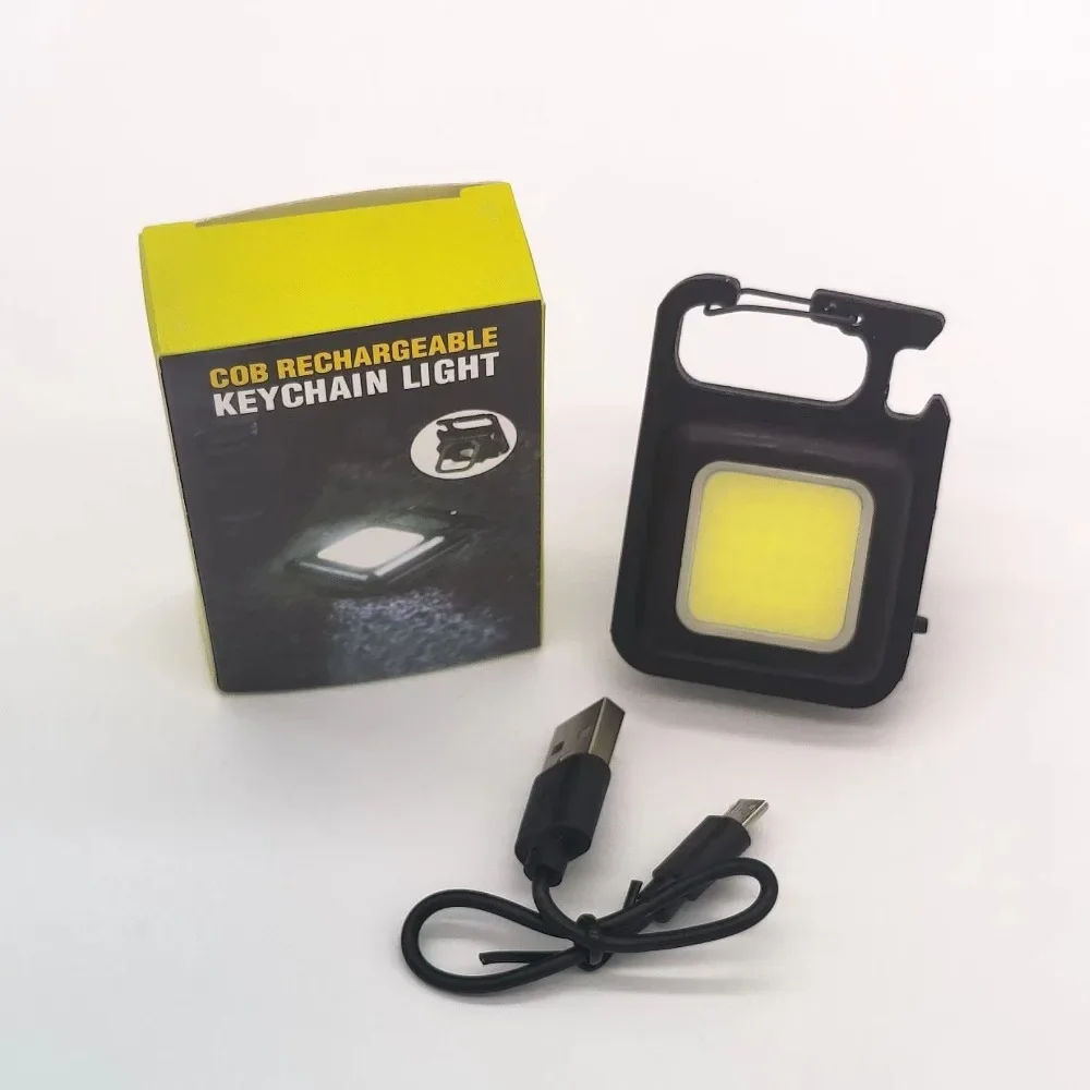 Strong Light Portable Work Light Mini Metal Keychain Camping Light Multifunctional COB Charging Outdoor Emergency Lighting