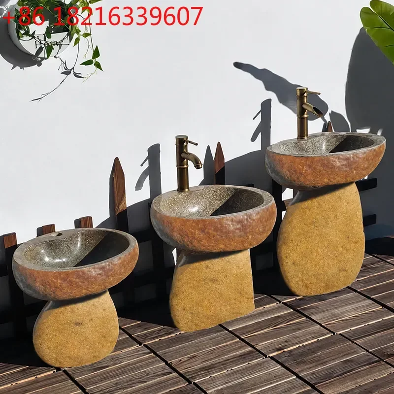 YAONatural Stone Wash Basin Pebble Outdoor Pool Kindergarten Sink Art Studio Hand Washing Basin Decorative Garden Water Feature