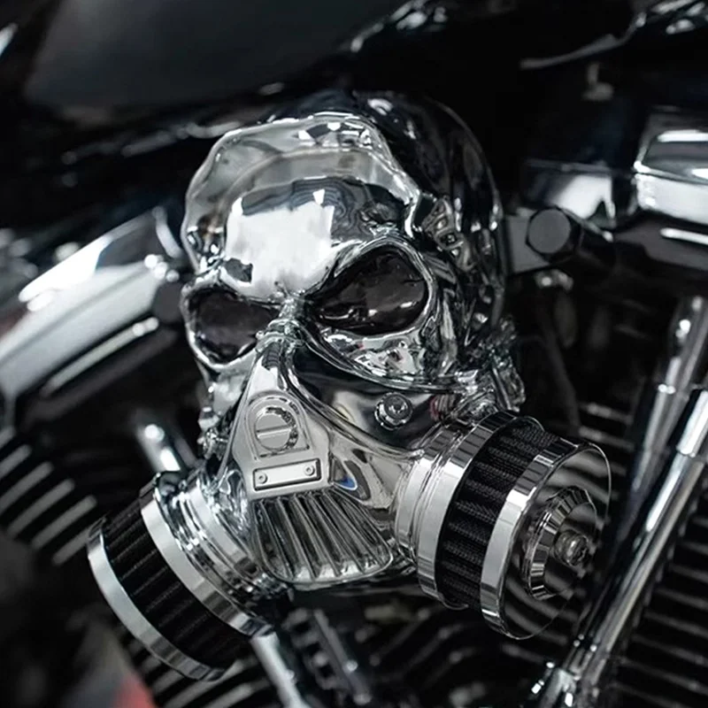 طقم منقي هواء عالي التدفق على شكل جمجمة HD 2018-Later Softail 2017-Later Touring من سبائك الألومنيوم والمغنيسيوم وفلتر الهيكل العظمي