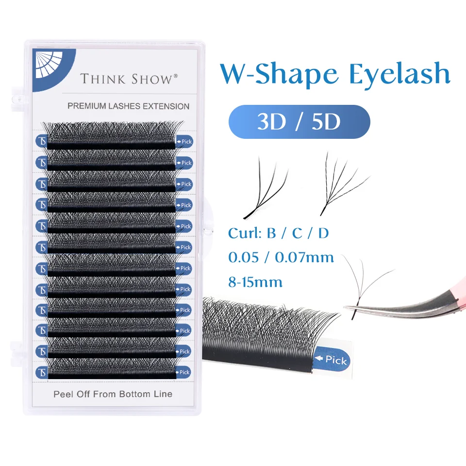 

THINKSHOW W Shape 3D 5D Premade Volume Easy Fans Nature Soft Light Individual Lashes Clover Bloom False Eyelashes Extension