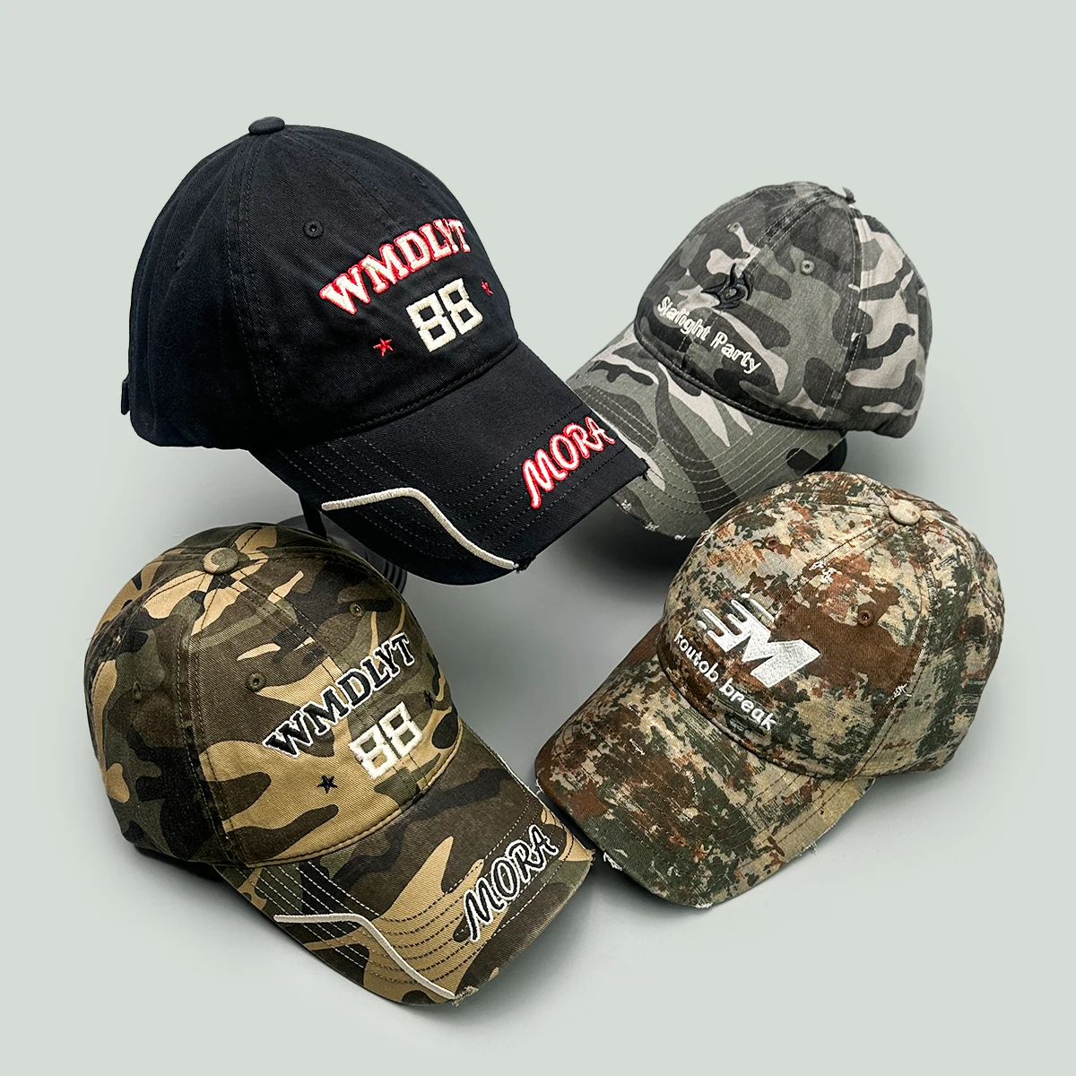 

American Retro Camouflage Embroidered Letters Baseball Hats New Men Women Sunshade Street Versatile Hip-hop Fashion Peaked Caps