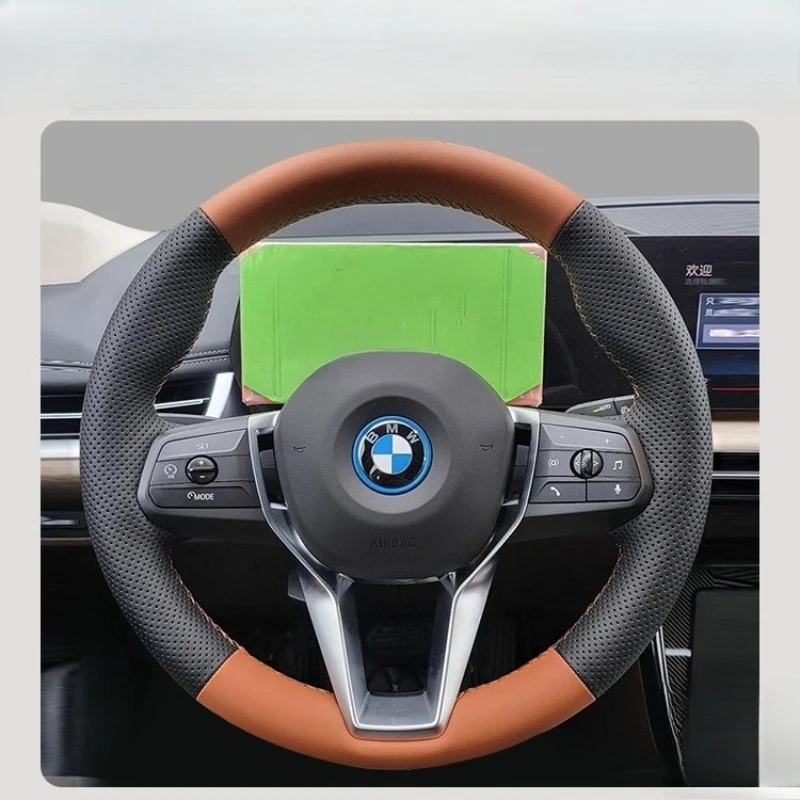 

Для BMW X1 X2 U10 U11 i5 2023 2024, прошитый вручную черный, коричневый, натуральная кожа, чехол на руль автомобиля