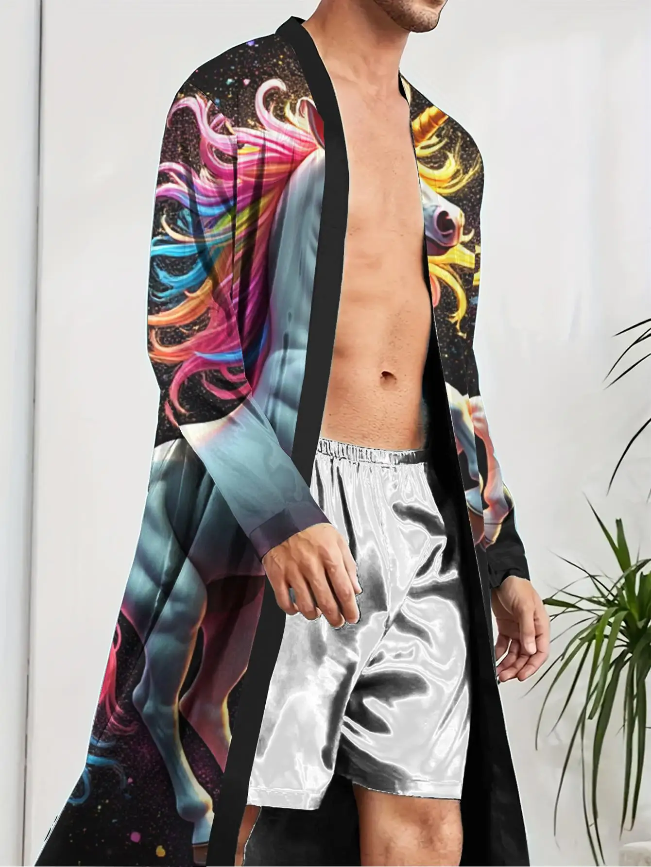 

1pc Men's Robes 2026 Spring/Summer Bathrobe Men Polyester Robes 3D Printed Men's Pajamas Bath Robe Graphic Nightie for Men