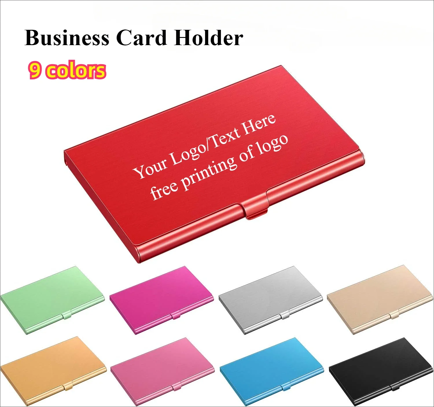 Metal Card Holder Box Free Customized LOGO Aluminum Business Name Credit Card Case Pocket Business Cards Cases 2.36 x 3.66 in