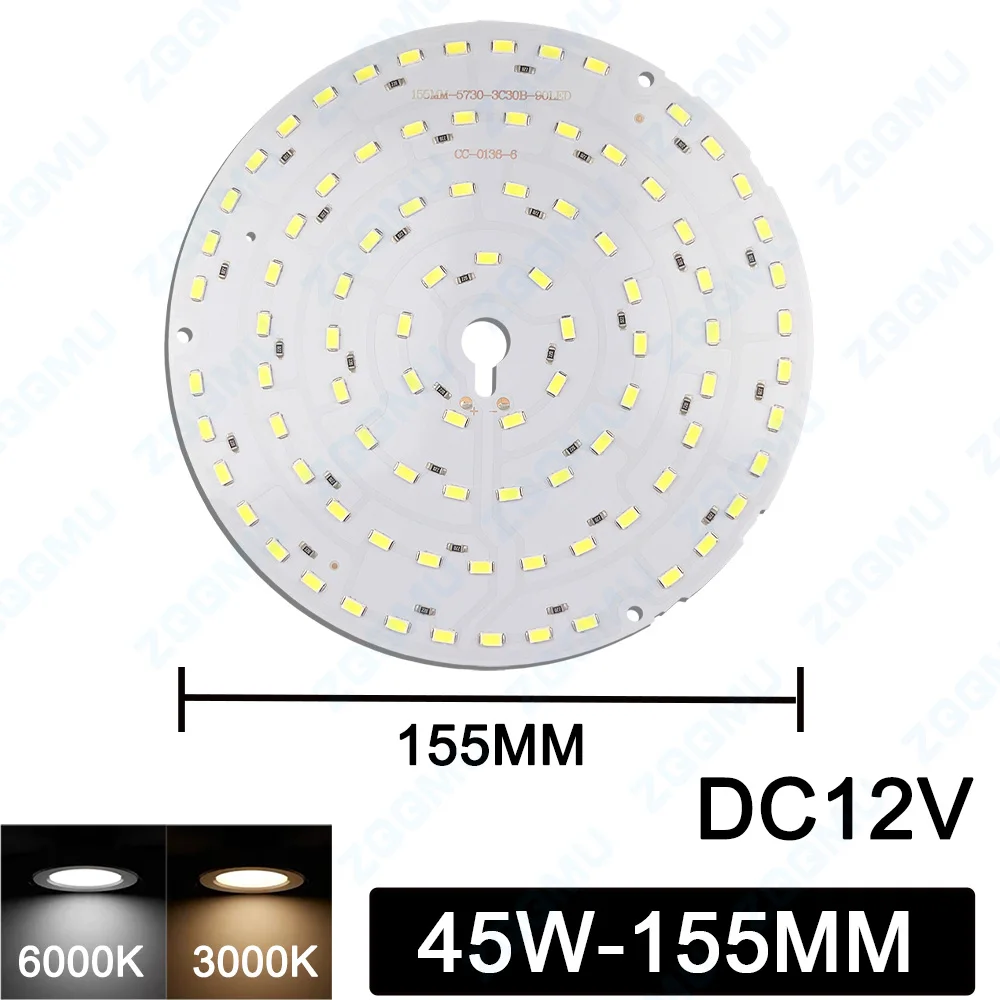 Imagem -04 - Chip Led Dc12v 3w 12 15 18 20 30 45 Fonte de Luz Branca de Baixa Tensão Redonda Smd 5730 Faça Você Mesmo Downlight Placa de Luz Pcb