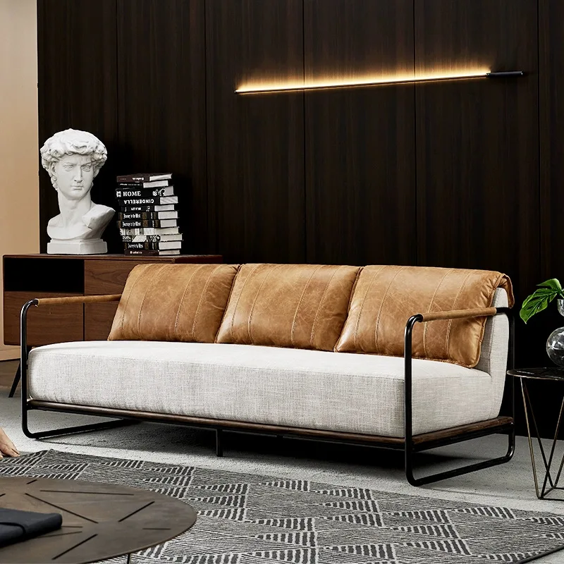

Light luxury Nordic fabric sofa Italian minimalist cloth sofa Modern simple wrought iron industrial style single sofa