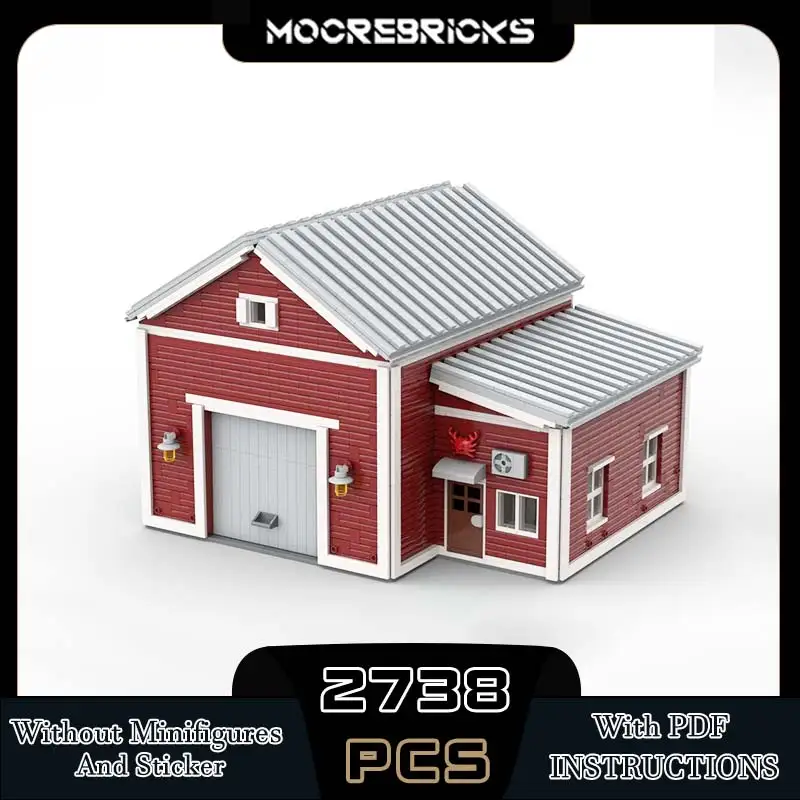 

MOC City Street View Port Seafood Processing Warehouse Modularization Building Technology Building Blocks Model Kid's Toys Gift