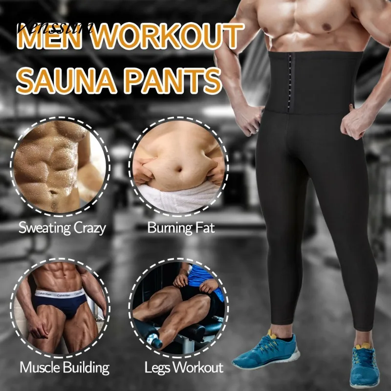 Men Body Shaper Thermo Sauna Pants Sweat Waist Trainer Leggings Slimming Weight Loss Workout Gym Compression Shorts Shapewear