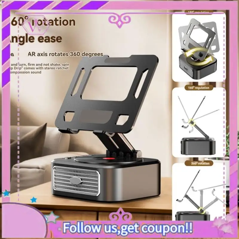 Stereo Sound Enhanced Foldable Desk Tablet Stand Holder With Wireless Bluetooth Speaker, USB Connectivity