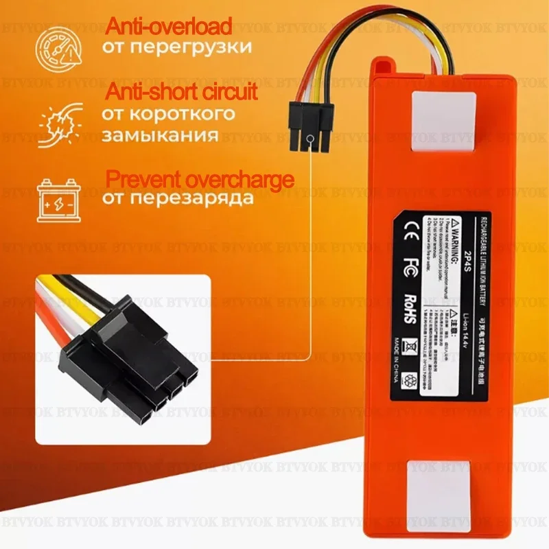 

2P4S 14.4V 6500mAh suitable for Xiaomi Sweeping Robot, Roborock S50 S51 S55 and other robot vacuum cleaner replacement batteries