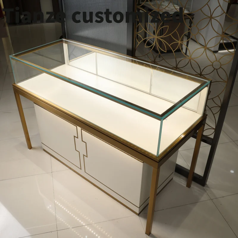 

Custom Luxury Glass Display Jewelry Showcase Sale Jewellery Shop Cabinet Jewels Mall Counter Jewelry Kiosk