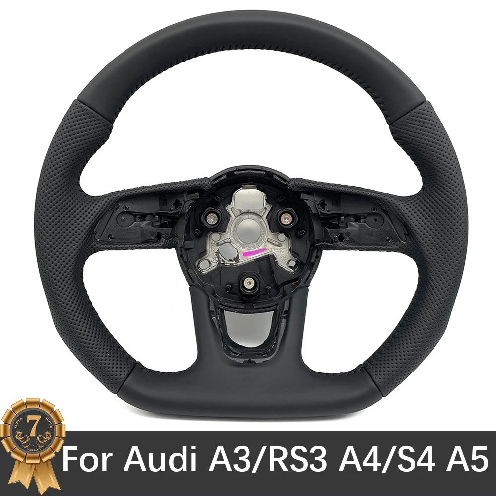 

For Audi RS3 RS4 RS5 A3 A4 A5 S3 S4 S5 2017-2021 Fully Perforated Leather Steering Wheel Assembly