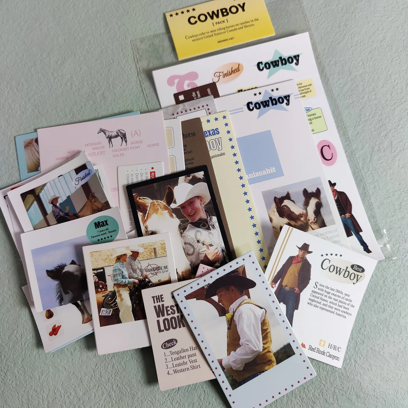 Scrapbooking Decal Paper Material Sticker Pack Cowboy Style Memo Pad for Journal Planner Decorative Memo Paper