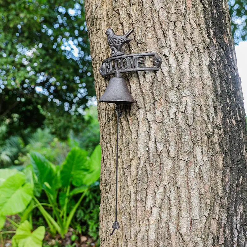 

Outdoor Dinner Bell Front Door Knocker Farm And Front Gate Bell Cast Iron Doorbell For Garden Porch Bird Welcome Bell