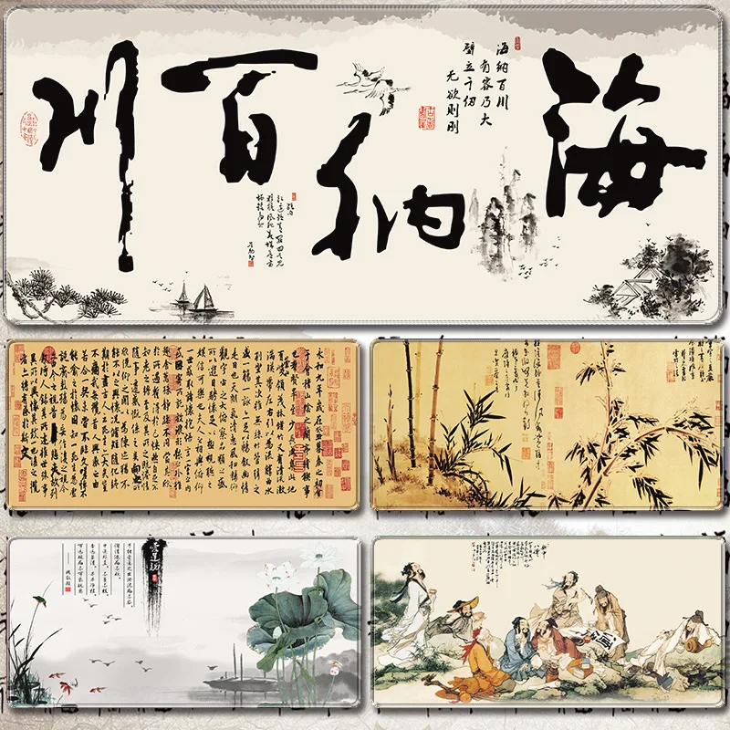 

Chinese Style Landscape Painting Mouse Pad Large Rubber Anti-slip Desk Accessories Mousepad for Offices&Gamer Keyboard Decor Mat