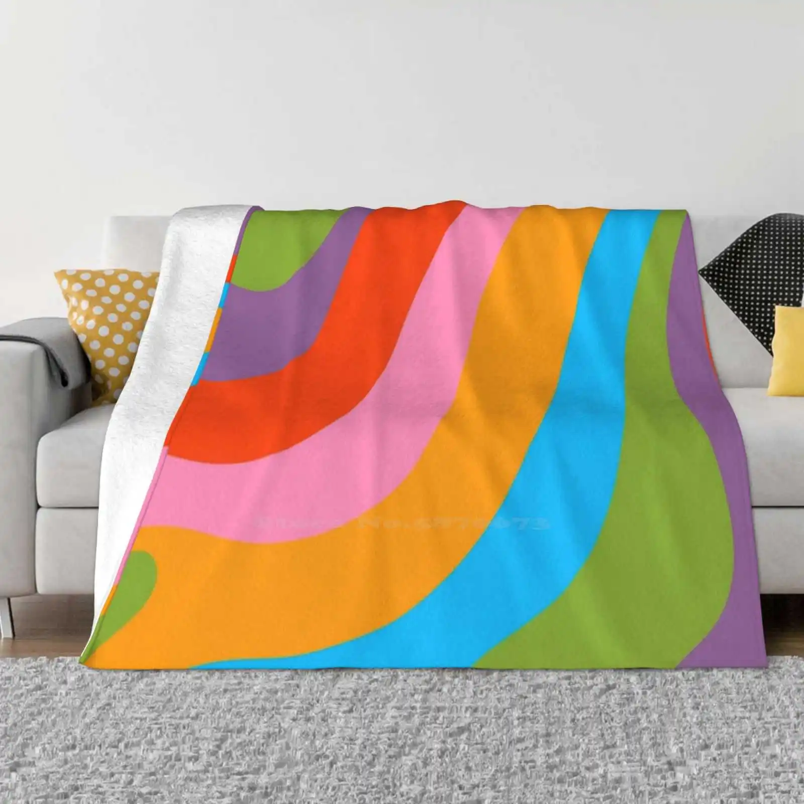 Retro 70S Rainbow Swirls Four Seasons Comfortable Warm Soft Throw Blanket Retro Groovy Funky 70S Hippie Rainbow Swirls Liquid