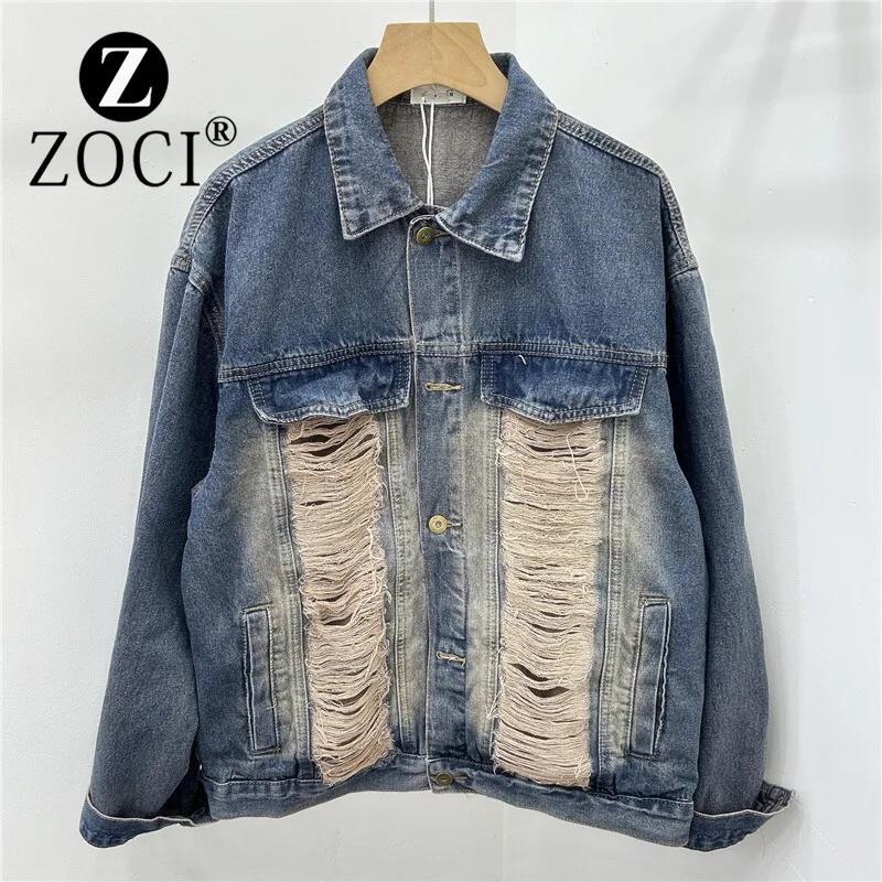 [ZOCI] style washed vintage denim jacket, new short loose casual jacket